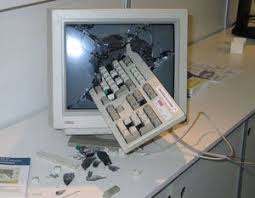 [ID: Graphic of a broken computer]